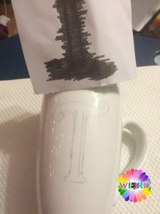 Carefully remove the paper and tape mug zentangle