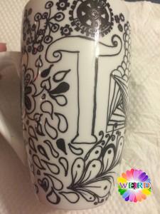 bake painted zentangle mug to set ink